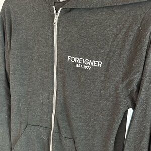 Gray Foreigner Zip-Up Hoodie